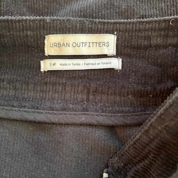 URBAN OUTFITTERS Jet Black Corduroy Mini Skirt Zipper Front Buckles size Small - Picture 4 of 5